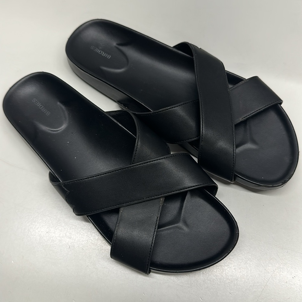 Birdies The Robin Sandals Strappy Open Toe Slip On Shoes Vegan Black Size 10
